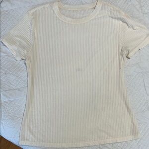Alo Cream Ribbed Women's Top